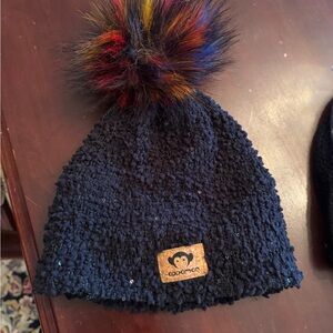 Appaman Black and Red Knit Hat with Playful Pom